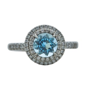 Tiffany & Co. Soleste Platinum, Aquamarine, and Diamond Ring