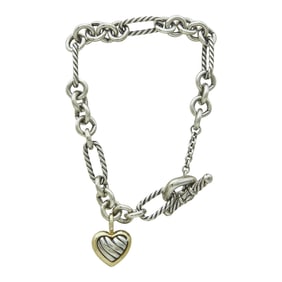 David Yurman Sterling Silver Cable Collectibles Heart Bracelet