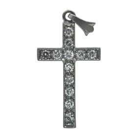 Platinum and Single Cut Diamond Cross Pendant