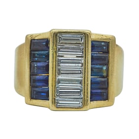 Piero Milano 14K Yellow Gold, Diamond, and Sapphire Ring
