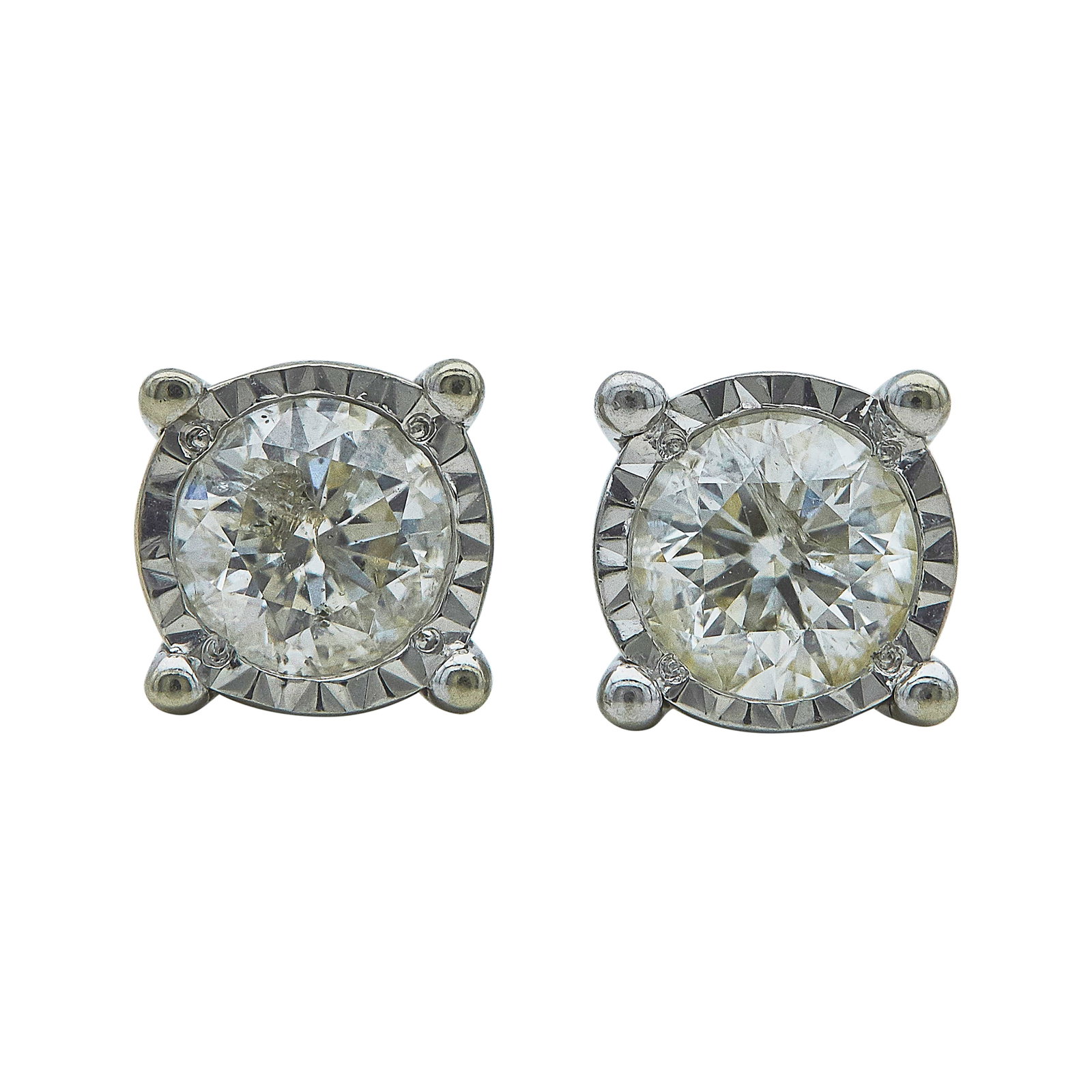 10K White Gold and 1.30 Carat Diamond Stud Earrings (1 of 3)