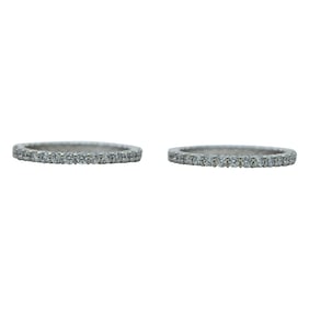 Set of Two 14K White Gold and Diamond Eternity Bands