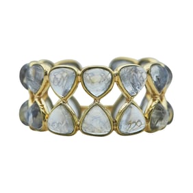 18K Yellow Gold and Moonstone Stacked Band Ring