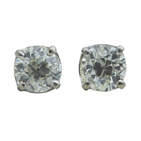 14K White Gold and 1.30 Carat Diamond Stud Earrings