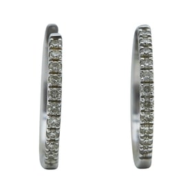 10K White Gold and Diamond Huggie Hoop Earrings