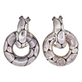 John Hardy Sterling Silver Hoop Pendant Earrings