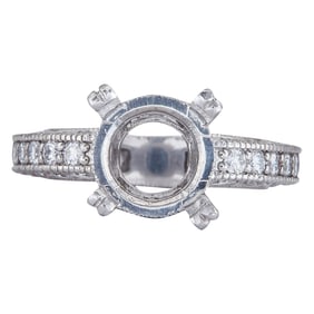 Platinum and Diamond Engagement Ring Setting with Hidden Halo