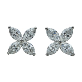 Tiffany & Co. Victoria Platinum and Marquise Cut Diamond Stud Earrings