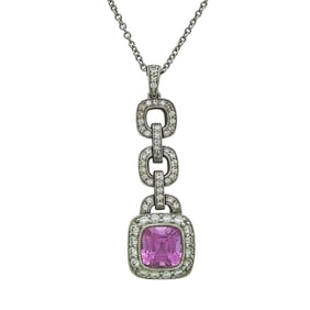 Tiffany & Co. Legacy Platinum, Pink Sapphire, and Diamond Pendant Necklace