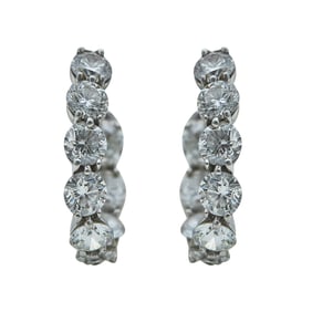 Attributed to Tiffany & Co. Platinum Diamond Hoop Earrings