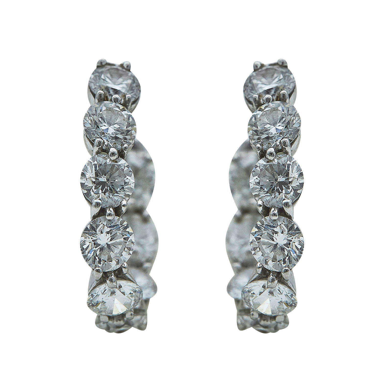 Attributed to Tiffany & Co. Platinum Diamond Hoop Earrings (1 of 3)