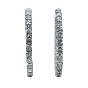 18K White Gold Diamond and Ruby Back-to-Front Hoop Earrings