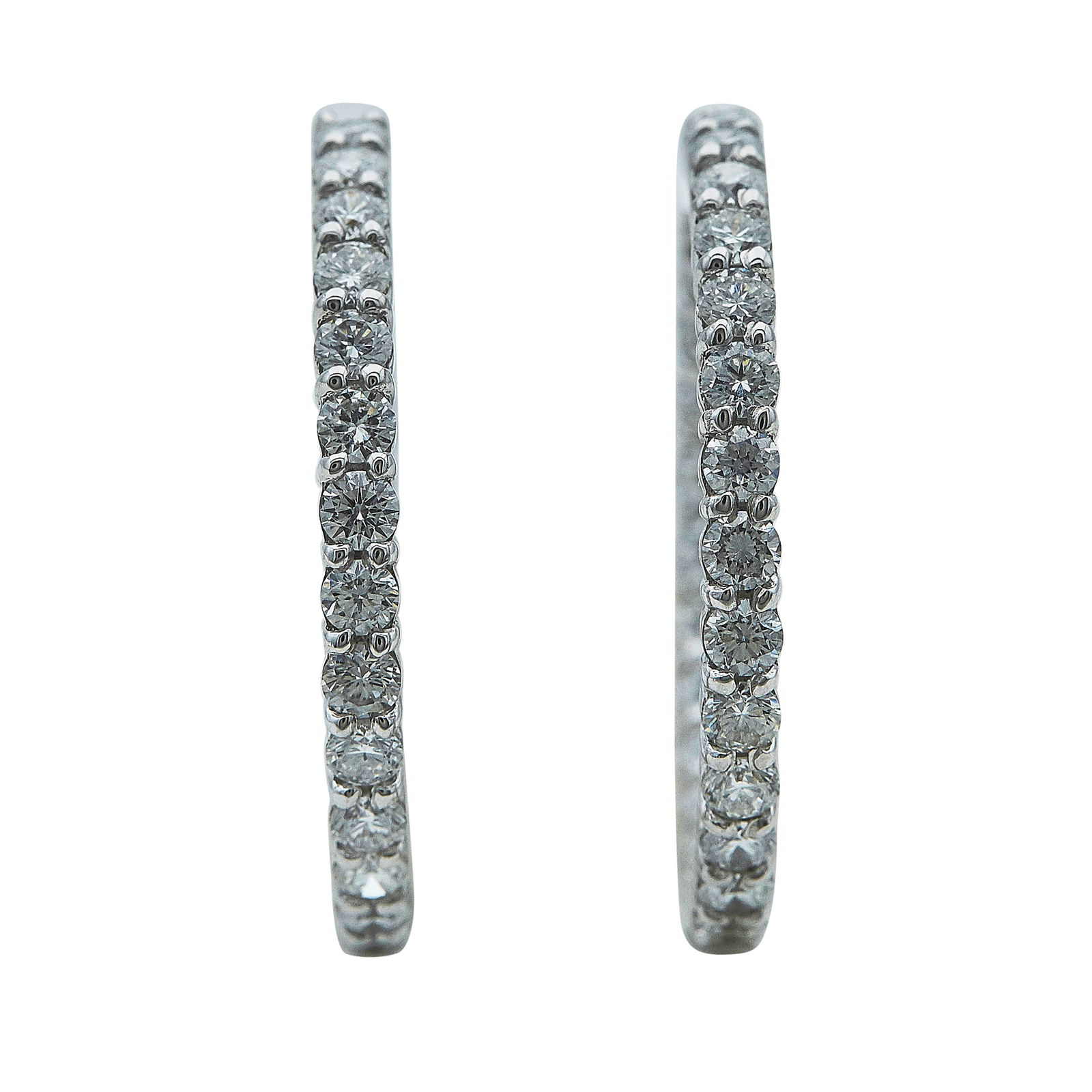 18K White Gold Diamond and Ruby Back-to-Front Hoop Earrings
