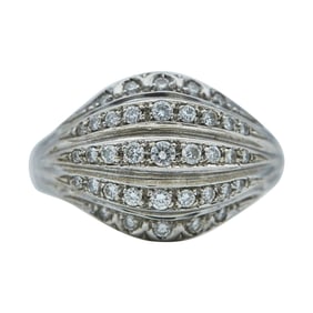 18K White Gold and Diamond Bombe Cocktail Ring