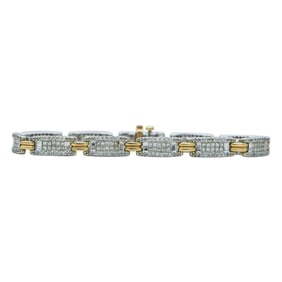 14K White and Yellow Gold Diamond Link Bracelet