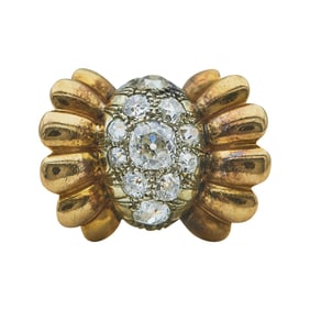 Retro 18K Rose Gold and Old Mine Cut Diamond Cocktail Ring