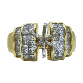 18K Yellow and White Gold Engagement Ring Setting