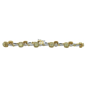 Canary Star 18K Yellow and White Gold Yellow Diamond and Diamond Tennis Bracelet