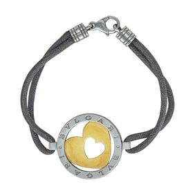 Bulgari Bvlgari Tondo 18K Yellow Gold and Stainless Steel Heart Charm Bracelet