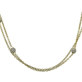 Nanis 18K Yellow Gold Pave Diamond Ball and Chain Necklace