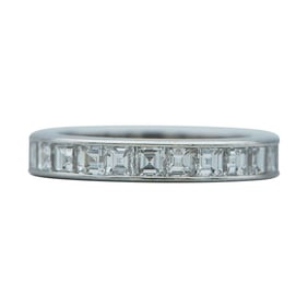 Platinum and Square Step Cut Diamond Eternity Band Ring