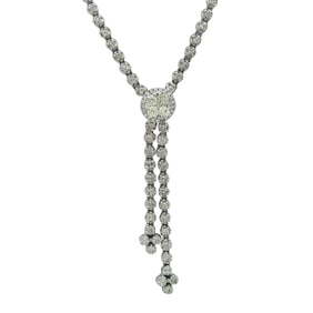 14K White Gold and Diamond Lariat Necklace