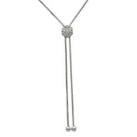 14K White Gold and Diamond Cluster Lariat Necklace