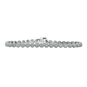 14K White Gold and Illusion Set Diamond Tennis Bracelet