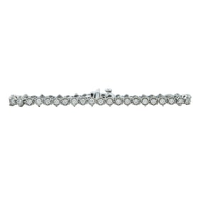 14K White Gold and Illusion Set Diamond Tennis Bracelet