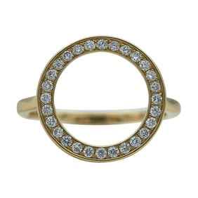 14K Yellow Gold and Diamond Set Circle Ring
