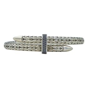 John Hardy Spear Collection Sterling Silver and Sapphire Flex Cuff Bracelet