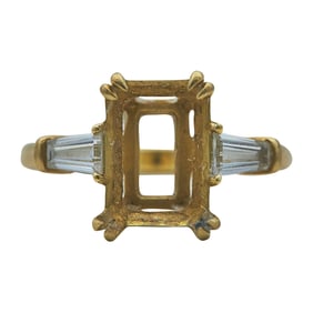 18K Yellow Gold and Diamond Engagement Ring Setting with Tapered Baguettes