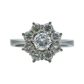 18K White Gold and Diamond Cluster Ring
