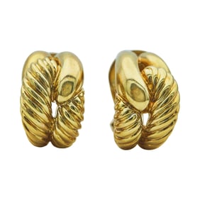 David Yurman 18K Yellow Gold Cable Half-Hoop Earrings