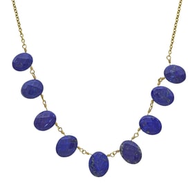 Me & Ro 18K Yellow Gold Double Rose Cut Lapis Bead Necklace
