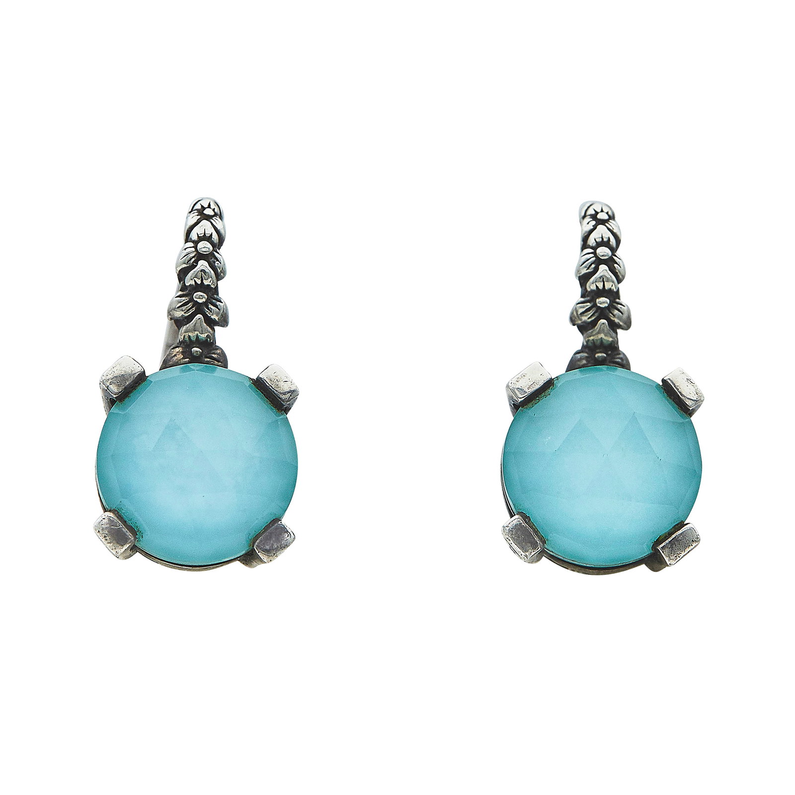 Stephen Dweck Sterling Silver and Quartz-Turquoise Triplet Drop Earrings (1 of 3)