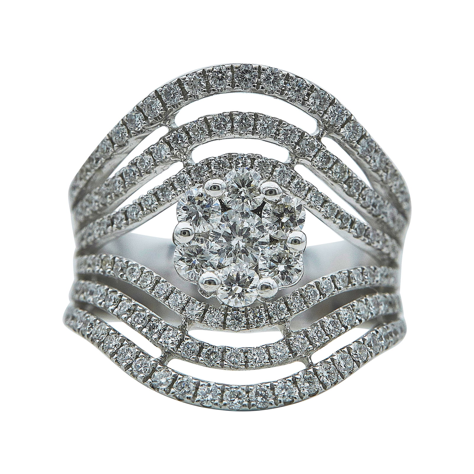 18K White Gold and Diamond Openwork Band Ring (1 of 3)