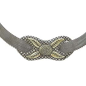 Stephen Dweck Woven Sterling Silver Collar Necklace with Leaf Accents