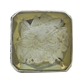 Stephen Dweck Sterling Silver and Carved Quartz Ring