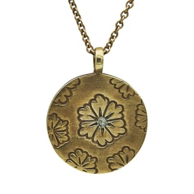 Me & Ro 10K Yellow Gold and Diamond Flower Pendant Necklace