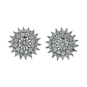 18K White Gold and Diamond Cluster Earrings