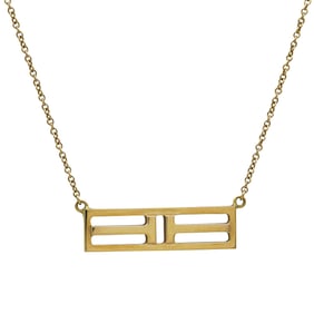 Tiffany & Co. Tiffany T 18K Rose Gold Open Horizontal Bar Pendant Necklace
