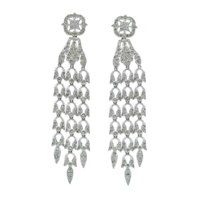 18K White Gold Diamond Articulated Chandelier Earrings