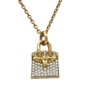 Hermès 18K Rose Gold Amulettes Birkin Diamond Pendant Necklace