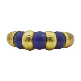 18K Yellow Gold and Lapis Bead Band Ring
