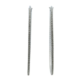18K White Gold and Diamond Hoop Earrings