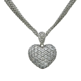18K Diamond Pave Heart Pendant on a 14K White Gold Chain