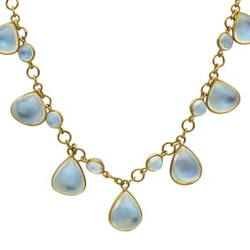 18K Yellow Gold and Moonstone Festoon Necklace