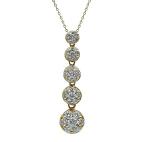14K Yellow Gold and Diamond Tiered Drop Pendant Necklace