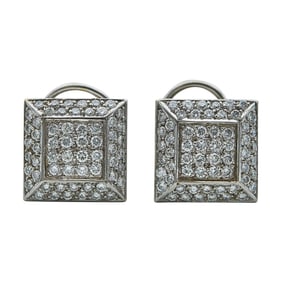 18K White Gold and Diamond Pave Square Earrings